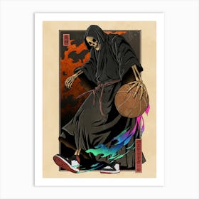 Slamming Souls Basketball Skeleton Art Print