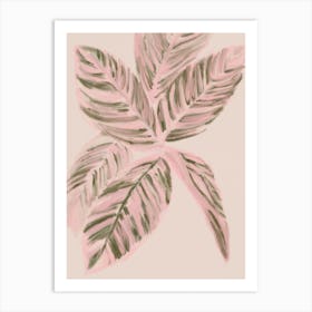 Pink And Green Leaves Art Print