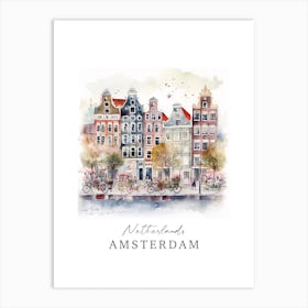 Netherlands, Amsterdam Storybook 2 Travel Poster Watercolour Art Print