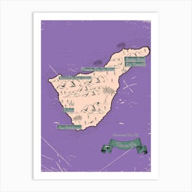 Vintage Old map of the Island of Tenerife Art Print