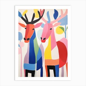Colourful Kids Animal Art Moose 3 Art Print