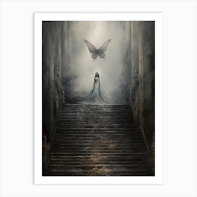 Woman and Butterfly 1 Art Print