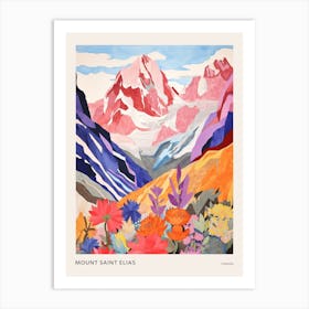 Mount Saint Elias Canada 3 Colourful Mountain Illustration Poster Art Print