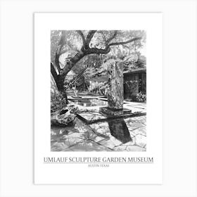 Umlauf Sculpture Garden Museum Austin Texas Black And White Drawing 2 Poster Art Print