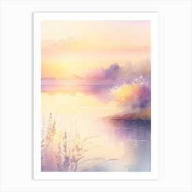 Sunrise Over Lake Waterscape Gouache 3 Art Print