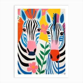 Colourful Kids Animal Art Zebra 2 Art Print