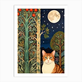 William Morris Cat In The Moonlight 12 Art Print