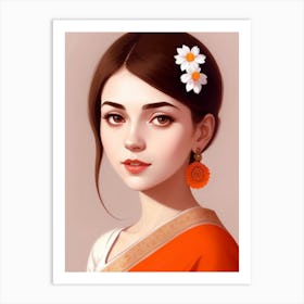 Girl In Sari Art Print