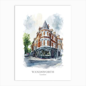 Wandsworth London Borough   Street Watercolour 1 Poster Art Print