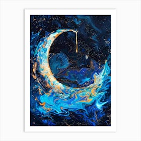 Crescent Moon on the sea Art Print