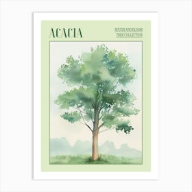 Acacia Tree Atmospheric Watercolour Painting 4 Poster Art Print