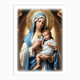 Mother Mary and Baby Jesus Poster Art Print