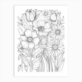 Flowers Coloring Page 1 Art Print