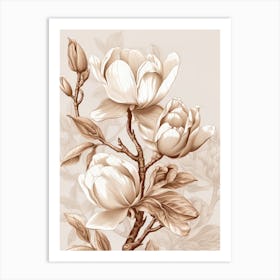 Beige Flowers 2 Art Print