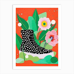 Floral Canvas: Artistic Sneaker Blossoms Art Print