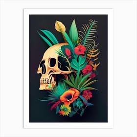 Skull With Pop Art Influences 3 Botanical Art Print