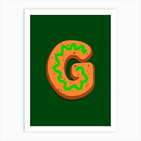 Gingerbread Christmas Letters Living Room Holiday Display Green 07 Art Print