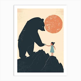 Bear And Girl Art Print