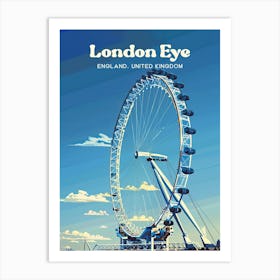 London England Millennium Wheel Digital Travel Illustration Art Print