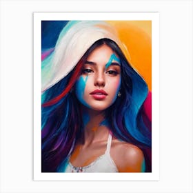 Girl With Colorful Hair 1 Art Print