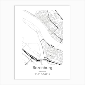 Rozenburg,Netherlands Minimalist Map Art Print