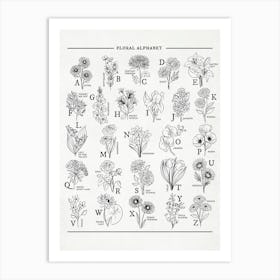 Floral Alphabet Sketched Art Print