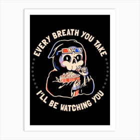 Watching You - Funny Creepy Skull Gift Art Print