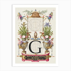 Guide For Constructing The Letter G From Mira Calligraphiae Monumenta, Joris Hoefnagel Art Print
