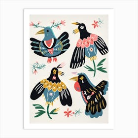 Folk Style Bird Painting Coot 3 Art Print