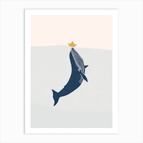 Blue Whale And Sailing Boat Art Print