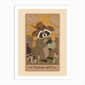 The Trash Witch Raccoons Tarot Art Print