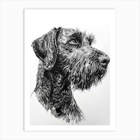 Hairy Dog Line Sketch 1 Art Print
