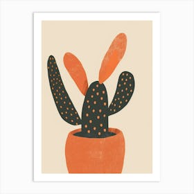 Bunny Ear Cactus Minimalist Abstract Illustration 2 Art Print