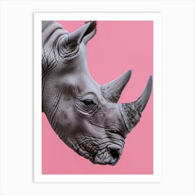 Rhino On Pink Background 5 Art Print