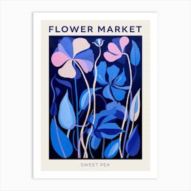 Blue Flower Market Poster Sweet Pea 3 Art Print