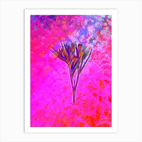 Witsenia Maura Botanical in Acid Neon Pink Green and Blue Art Print