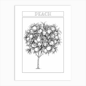 Peach Tree Minimalistic Drawing 3 Poster Art Print