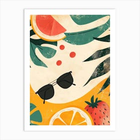 Tropical Fruit And Sunglasses Art Print