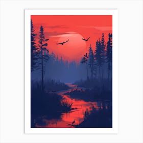 Sunset In The Forest 6 Art Print