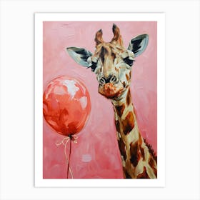 Cute Giraffe 2 With Balloon Art Print