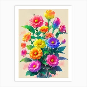 Colorful Flowers In A Vase Art Print