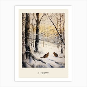 Winter Watercolour Shrew Poster Art Print