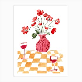 Flowers and Wine Art Print