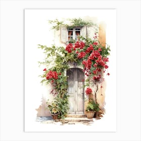 Nice, France   Mediterranean Doors Watercolour Painting 4 Art Print