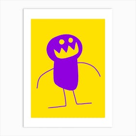 Kids Art Purple and Yellow Monster Pop Art Art Print