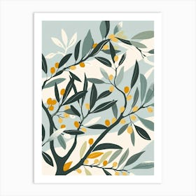 Olive Tree Flat Illustration 7 Art Print