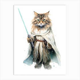 Norwegian Forest Cat As A Jedi 4 Art Print