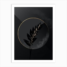 Shadowy Vintage Angular Solomon's Seal Botanical in Black and Gold Art Print