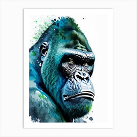 Angry Gorilla Gorillas Mosaic Watercolour 3 Art Print
