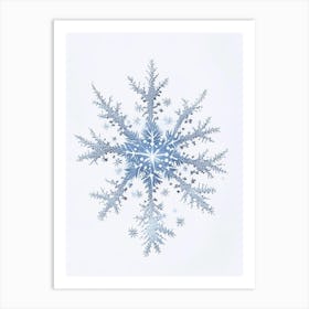 Stellar Dendrites, Snowflakes, Pencil Illustration 2 Art Print